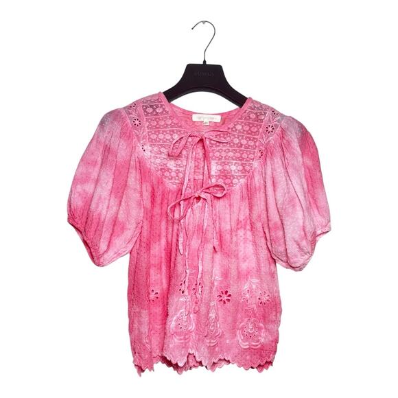 Love Shack Fancy Pink Boho Swiss Dot Eyelet Cotton Bronte XS - Picture 3 of 9